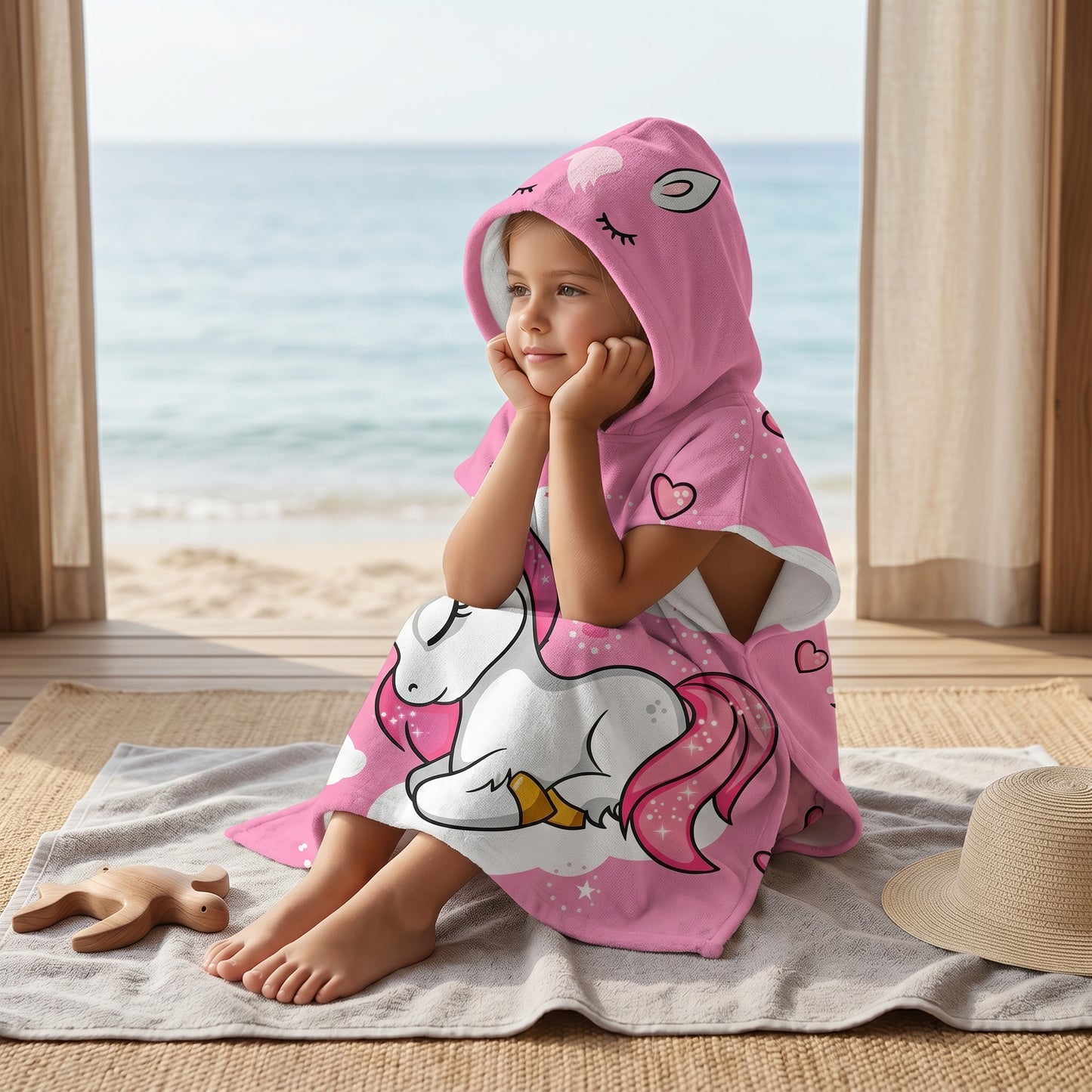 Little Manta Wave Kids Beach Poncho