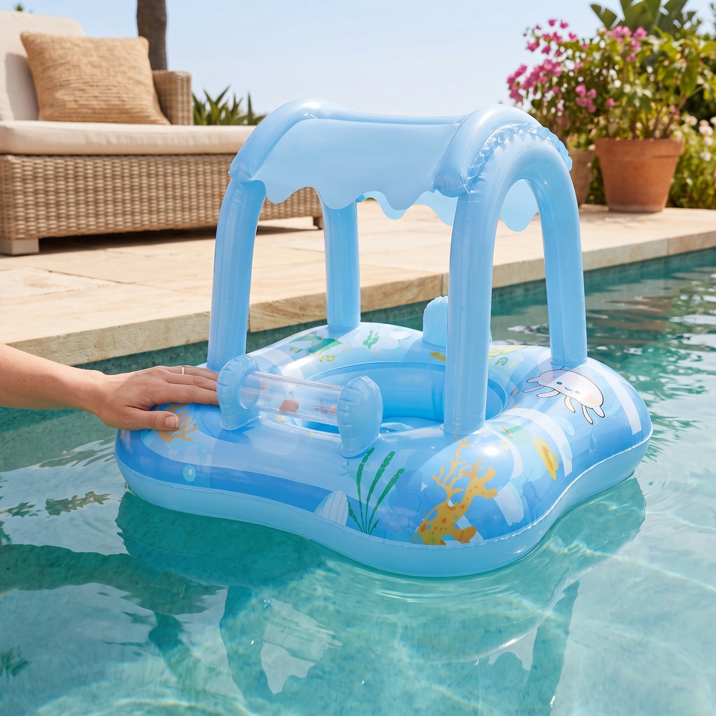 Little Manta Canopy Baby Pool Float