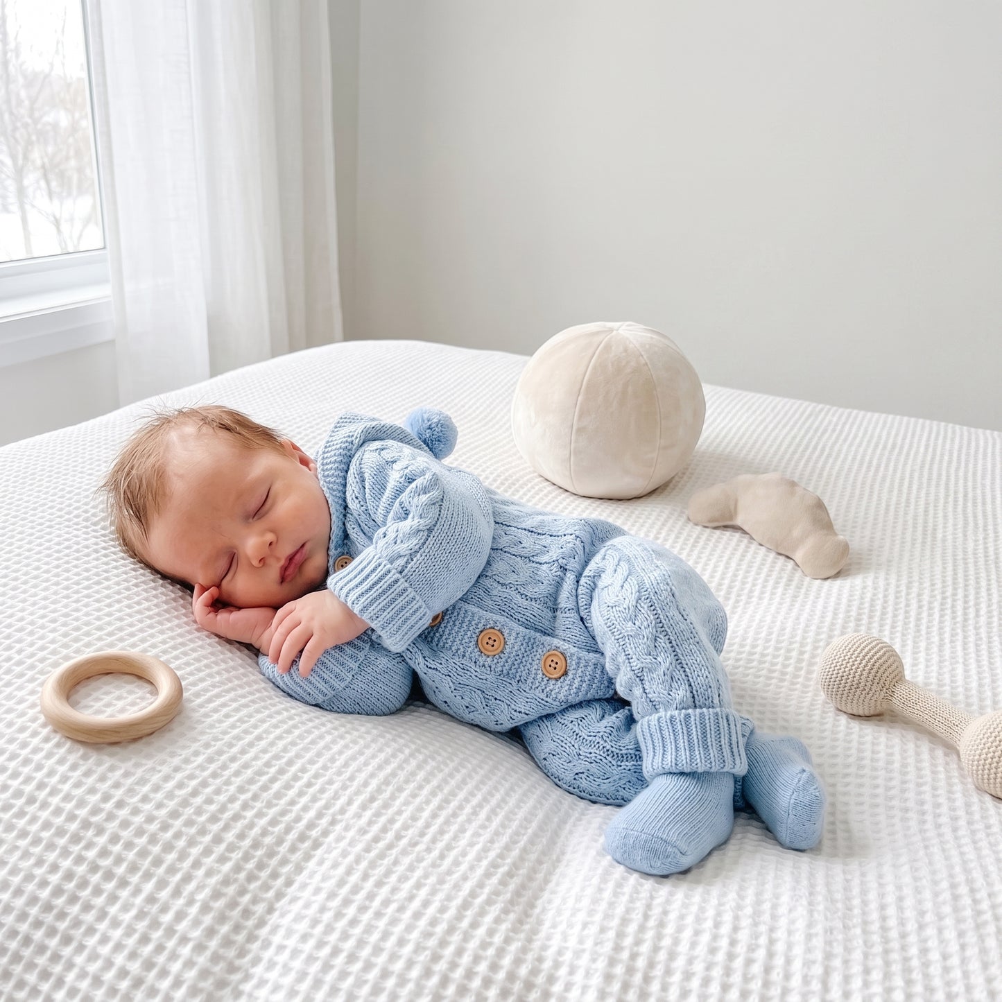 Little Manta Bear Knit Baby Onesie