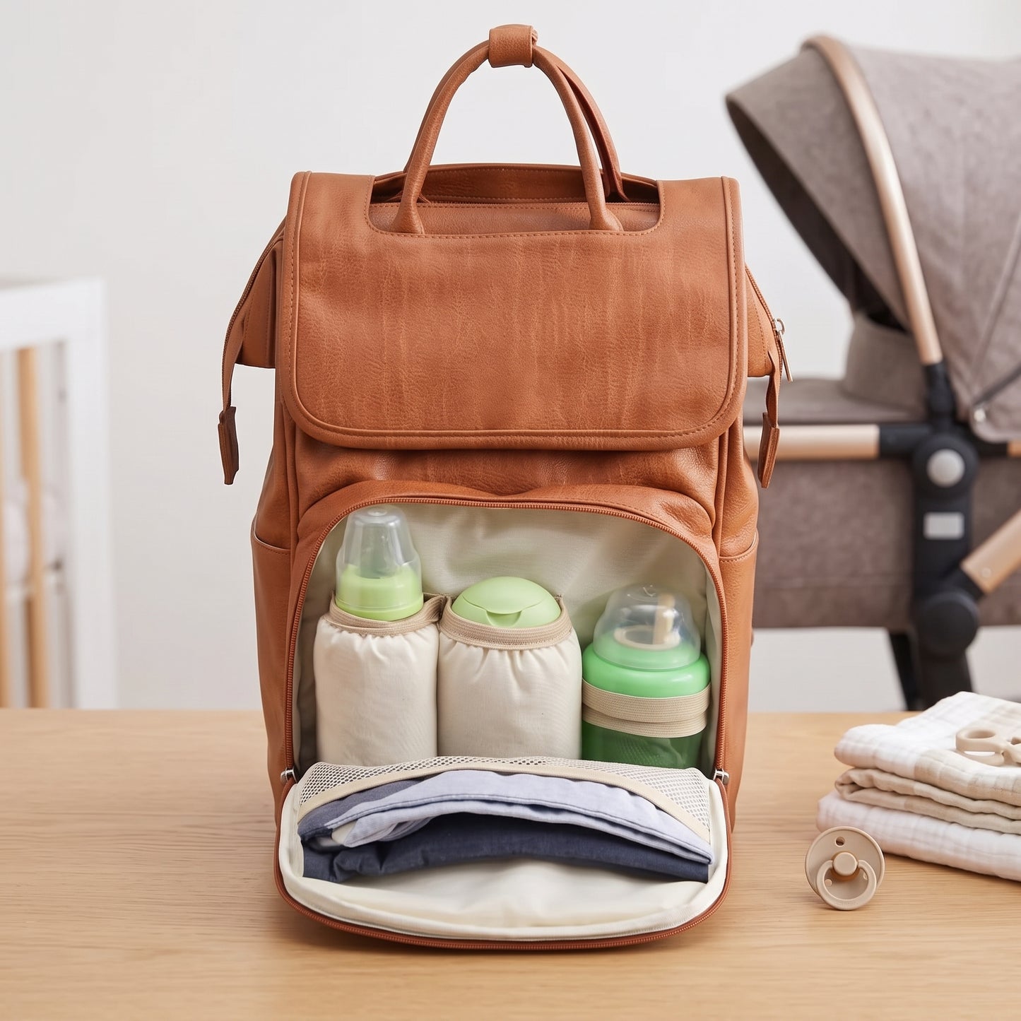 Little Manta Madison Leather Nappy Backpack