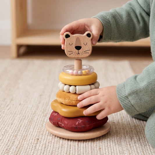 Little Manta Acorn Wooden Stacking Toy full product view