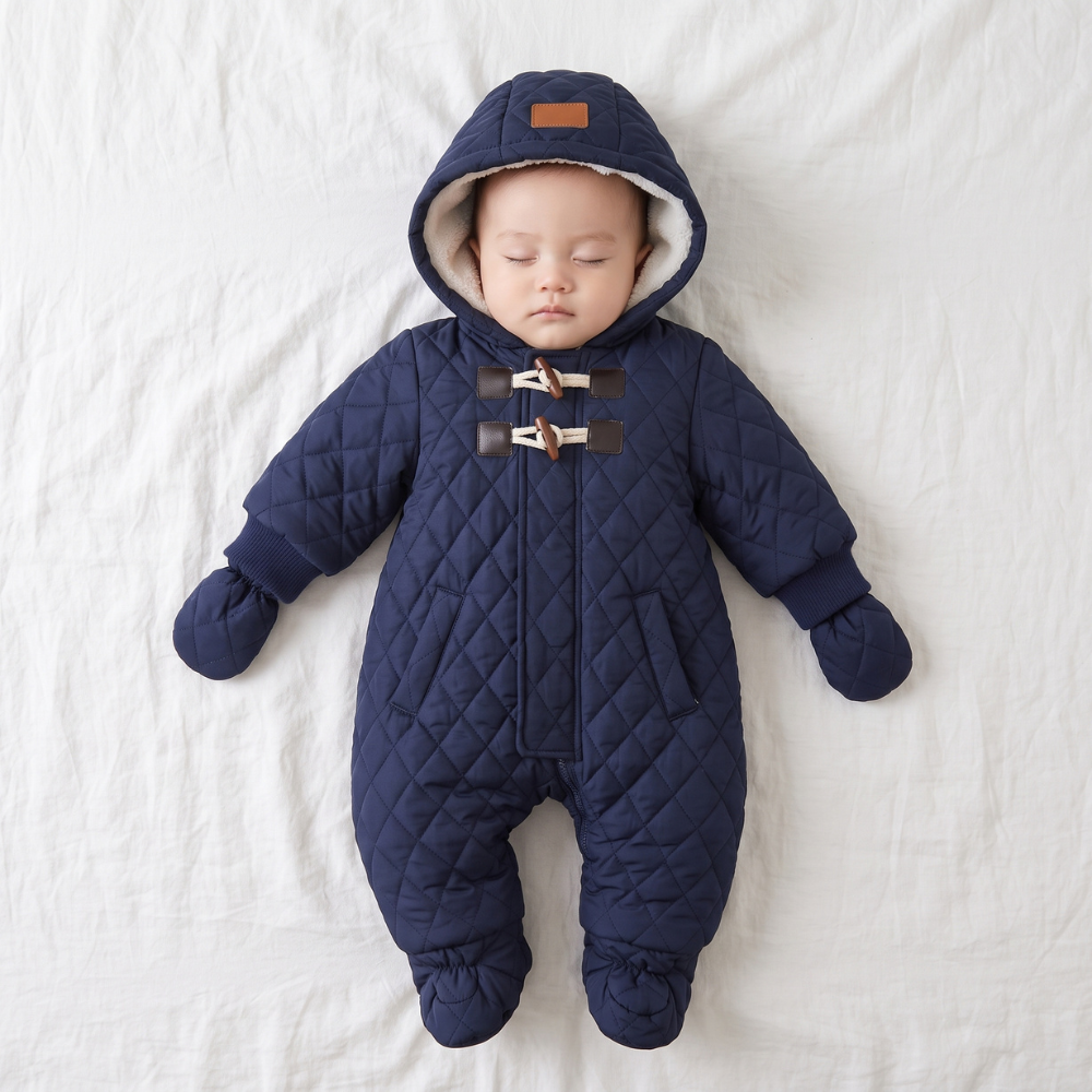 Little Manta Fleece Hooded Baby Onesie