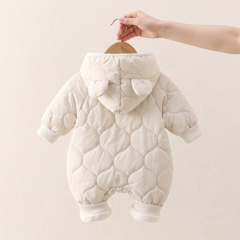 Little Manta Quilted Hooded Baby Romper