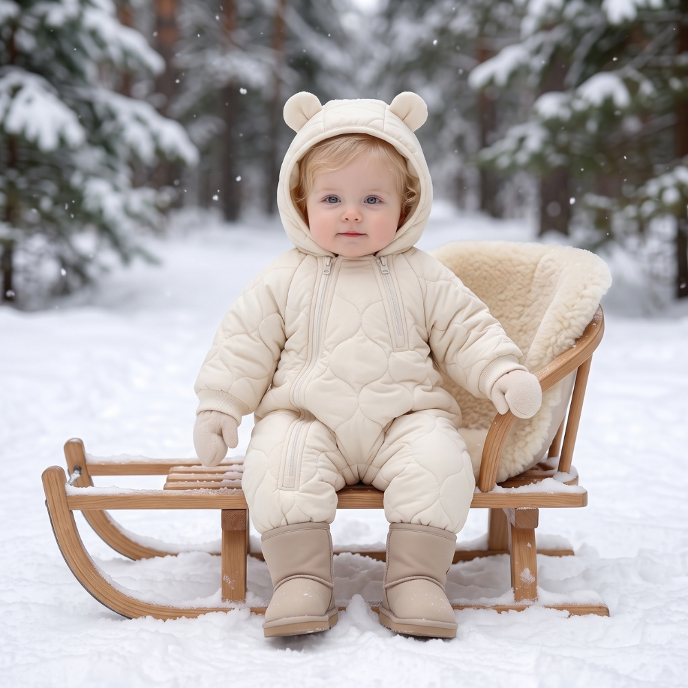 Little Manta Quilted Hooded Baby Romper