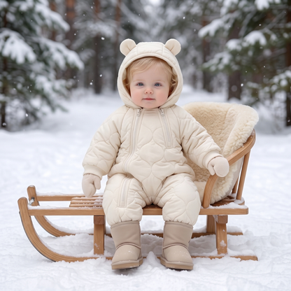 Little Manta Quilted Hooded Baby Romper
