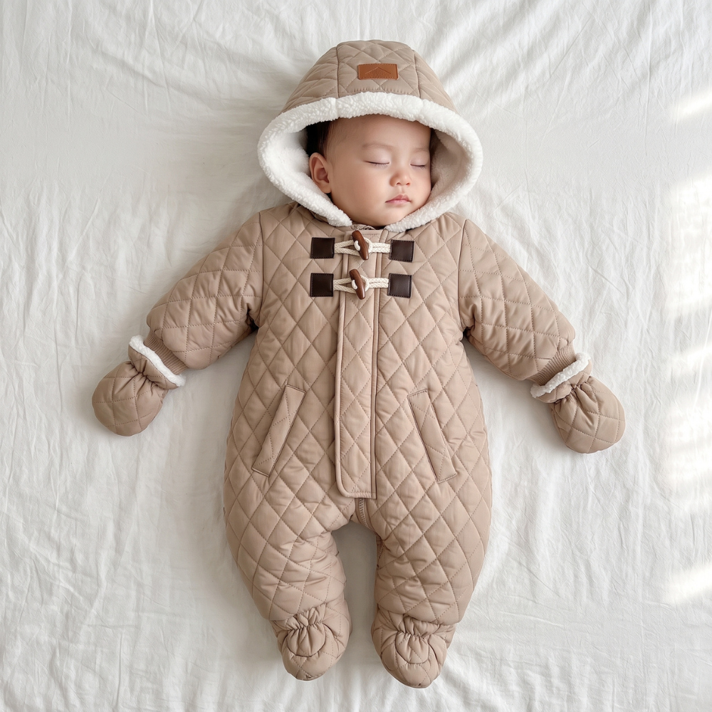 Little Manta Fleece Hooded Baby Onesie