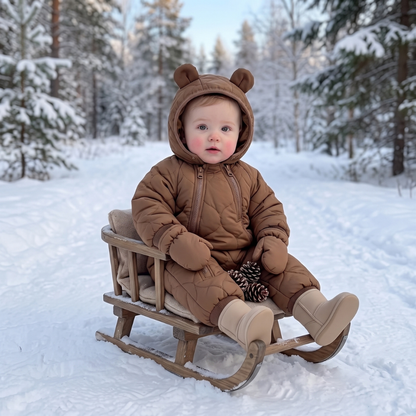 Little Manta Quilted Hooded Baby Romper