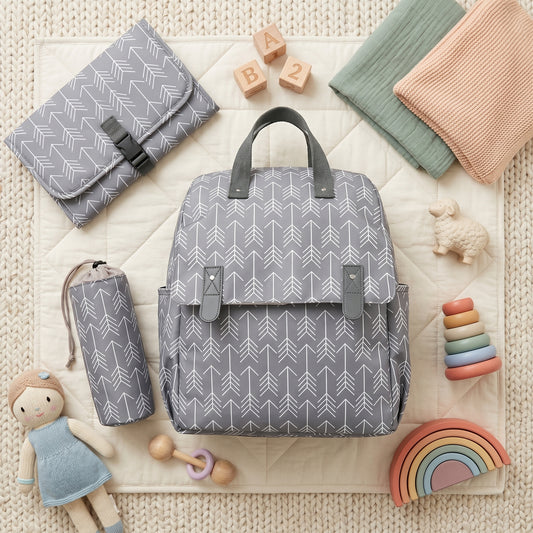 Convertible Diaper Backpack with Changing Mat and Bottle Holder