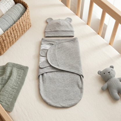 Newborn Swaddle Wrap Sleep Sack with Hat Set