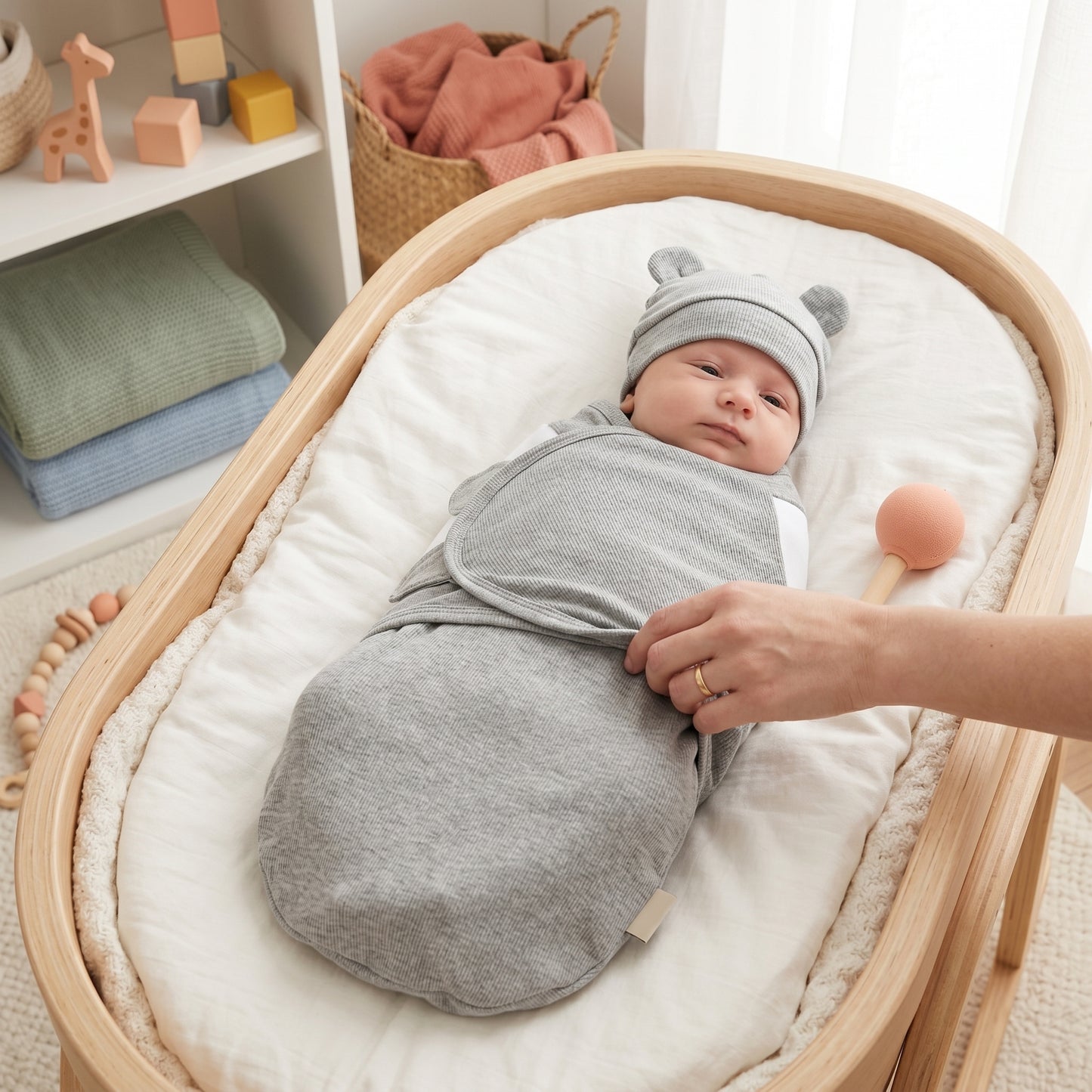 Newborn Swaddle Wrap Sleep Sack with Hat Set