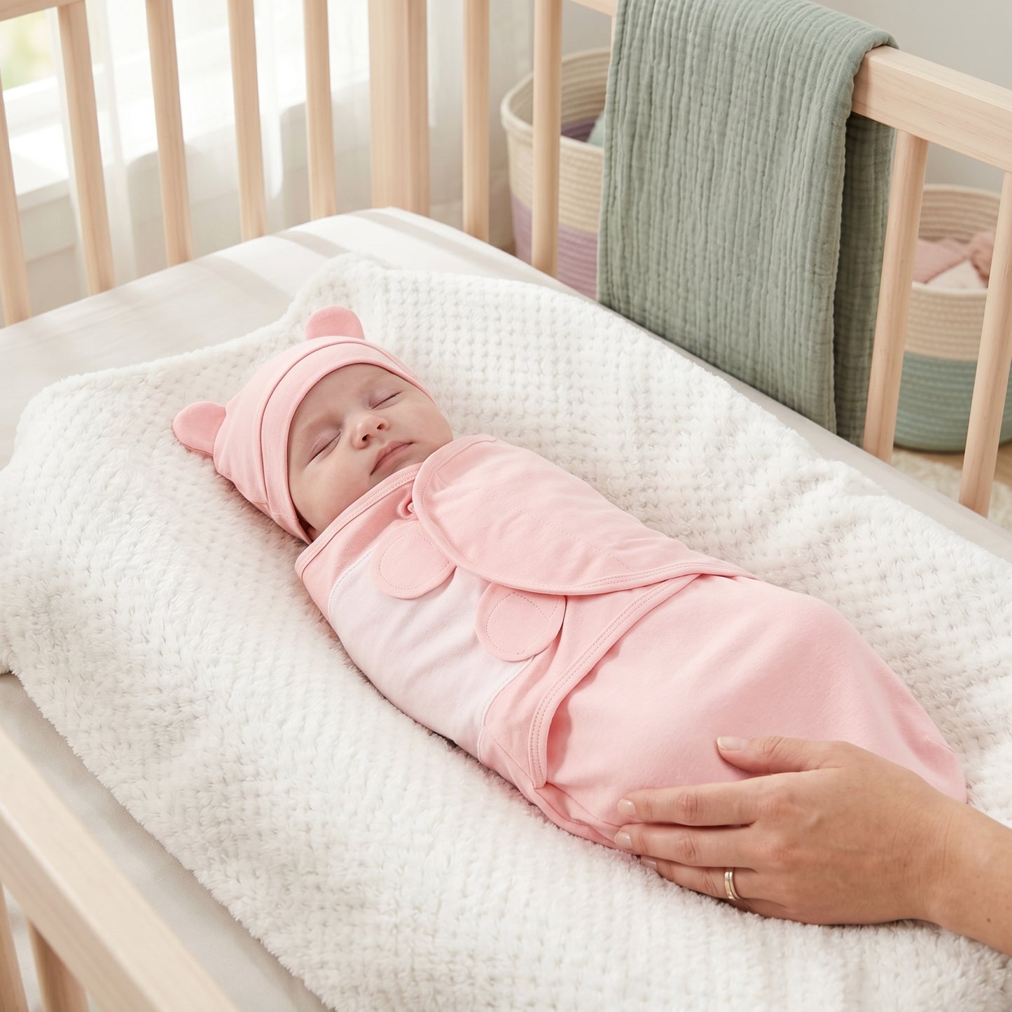 Newborn Swaddle Wrap Sleep Sack with Hat Set