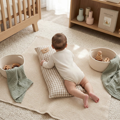 Little Manta Plaid Cotton Baby Pillow