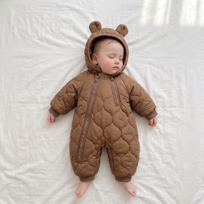 Little Manta Quilted Hooded Baby Romper