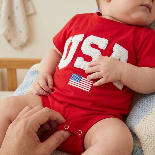 Little Manta Patriotic Baby Romper