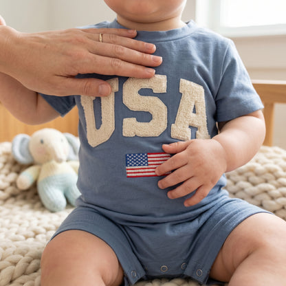 Little Manta Patriotic Baby Romper