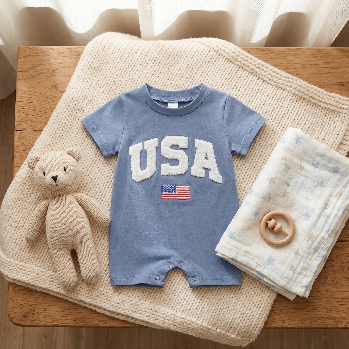 Little Manta Patriotic Baby Romper