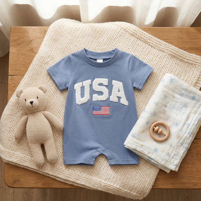 Little Manta Patriotic Baby Romper