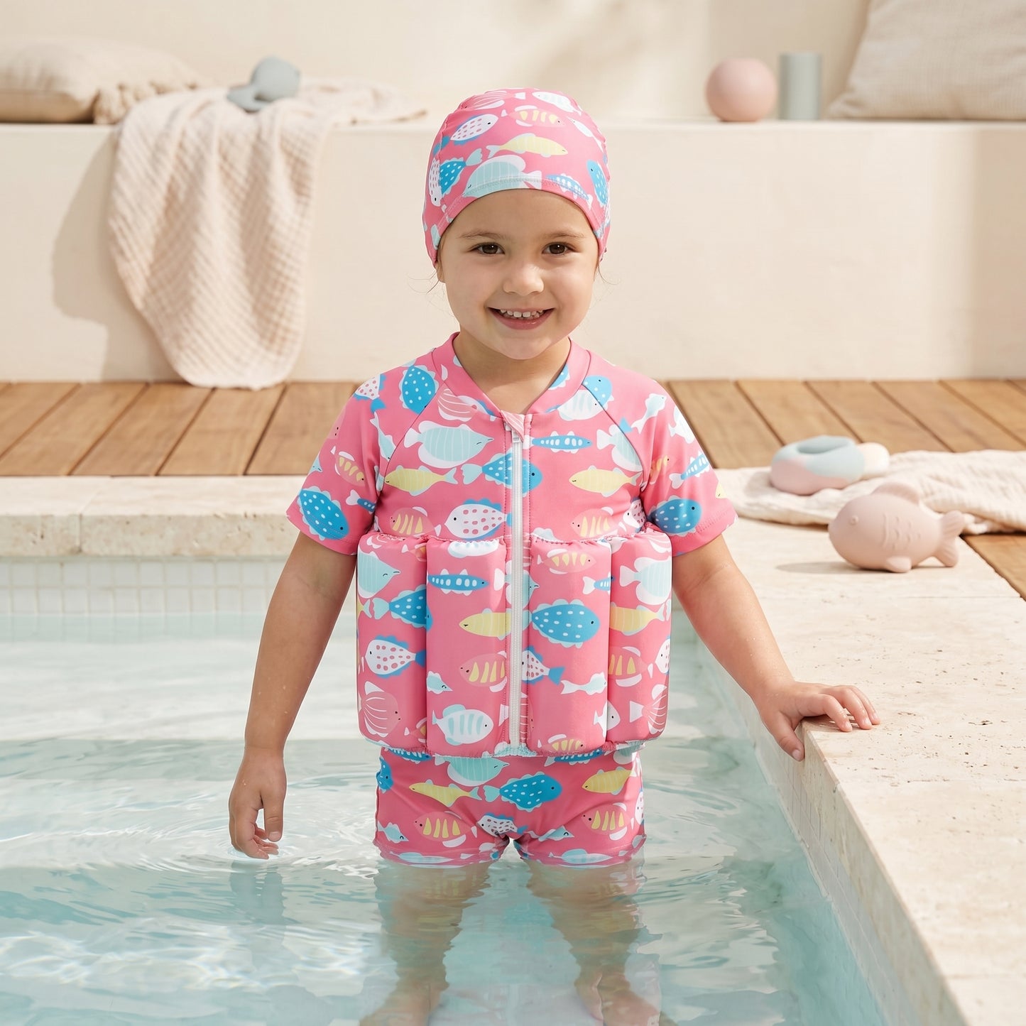 Little Manta Coral Kids Float Swimsuit