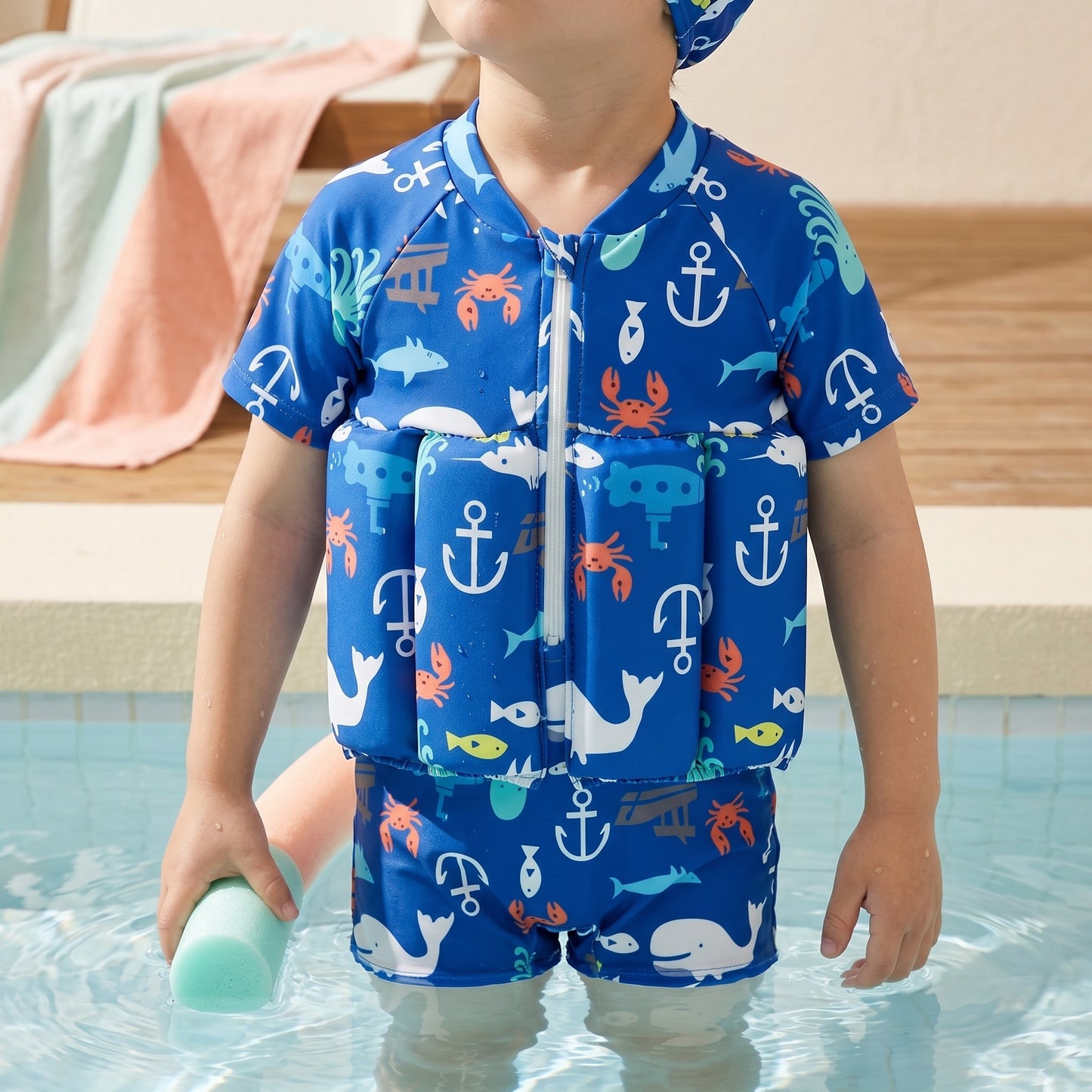 Little Manta Coral Kids Float Swimsuit