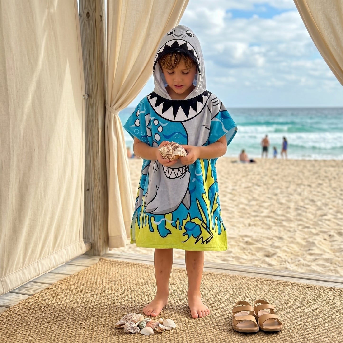 Little Manta Wave Kids Beach Poncho
