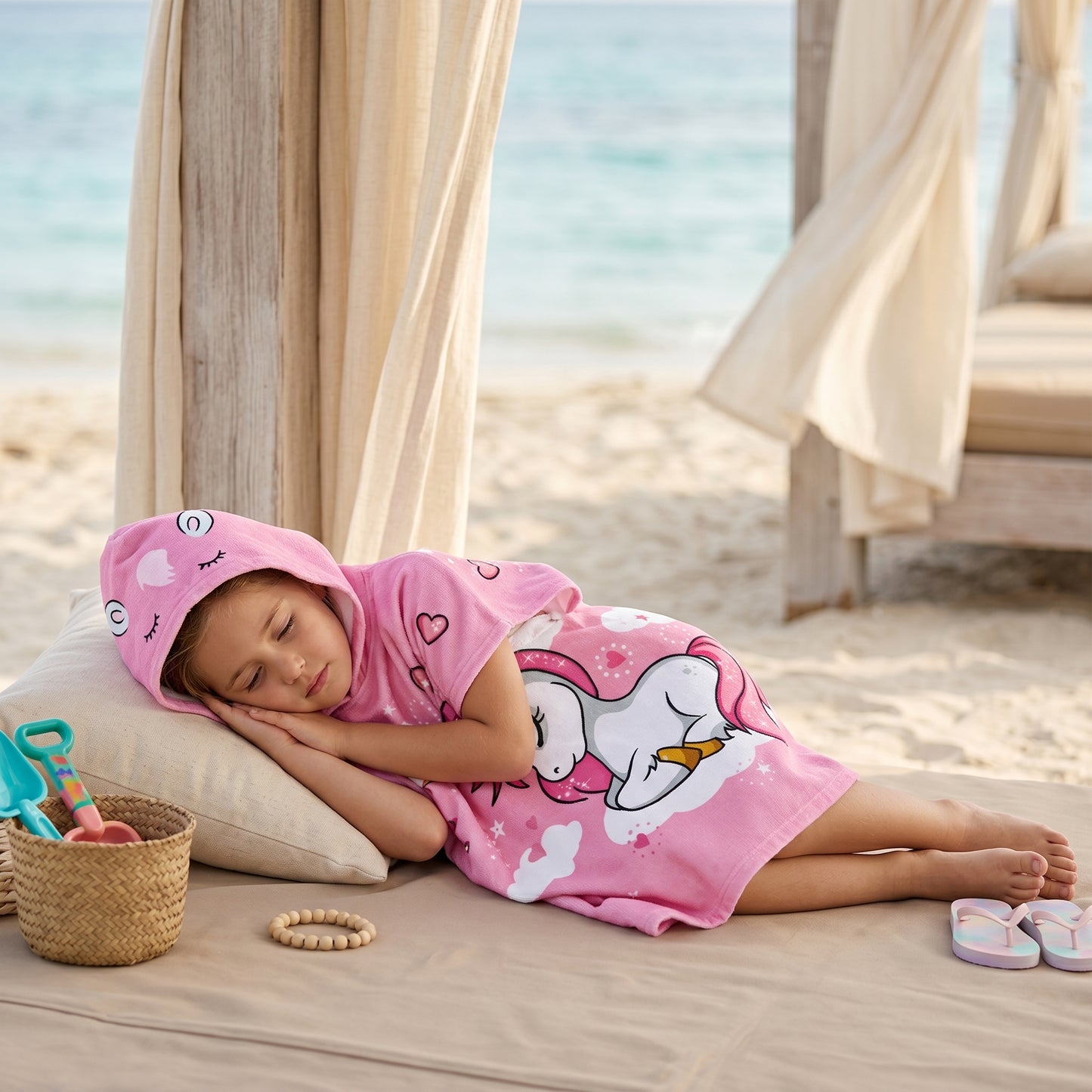 Little Manta Wave Kids Beach Poncho