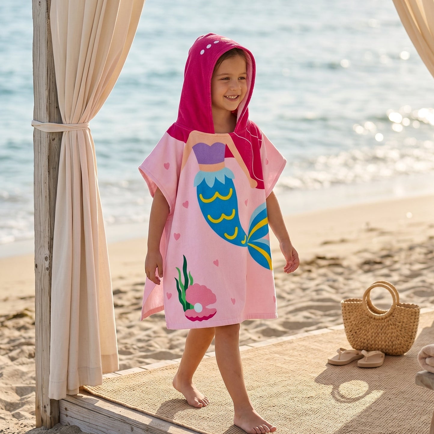 Little Manta Wave Kids Beach Poncho