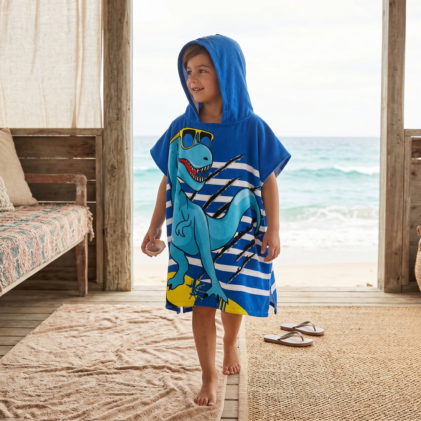 Little Manta Wave Kids Beach Poncho