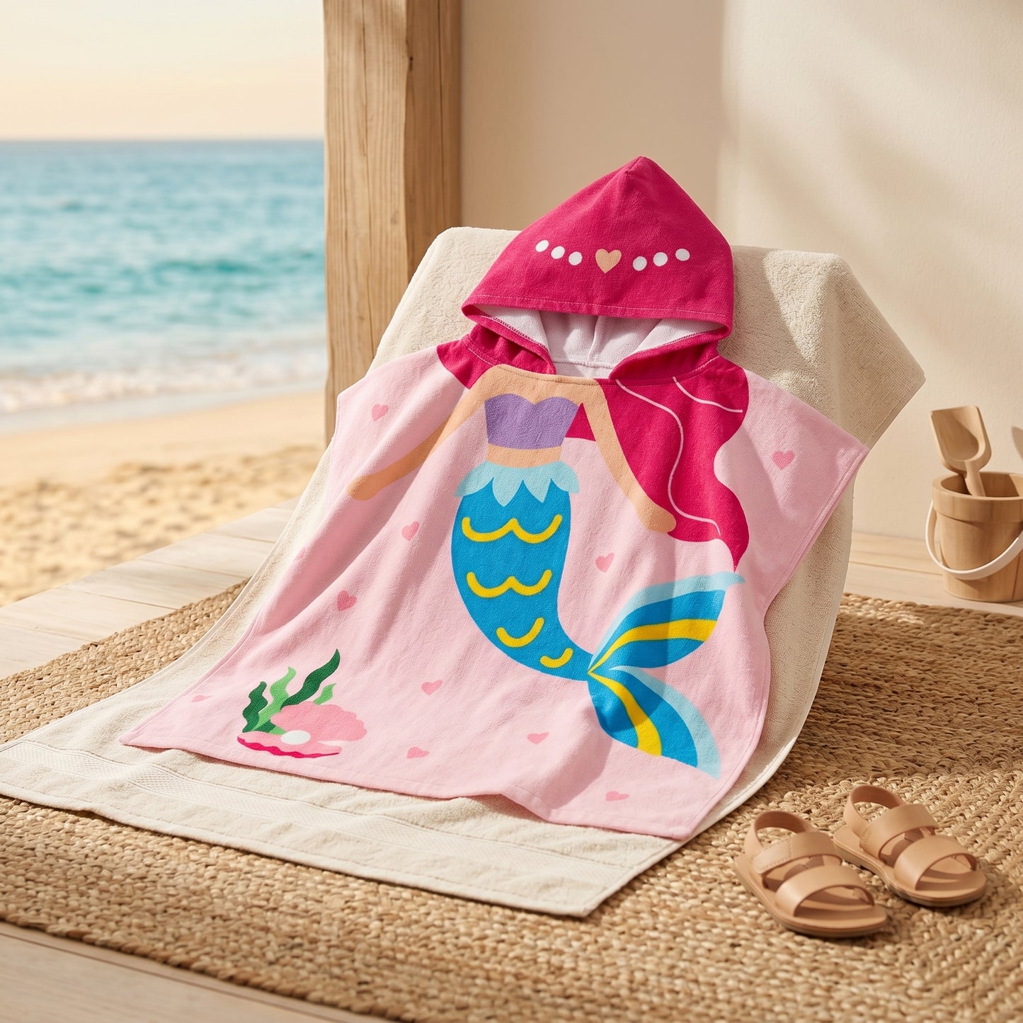 Little Manta Wave Kids Beach Poncho