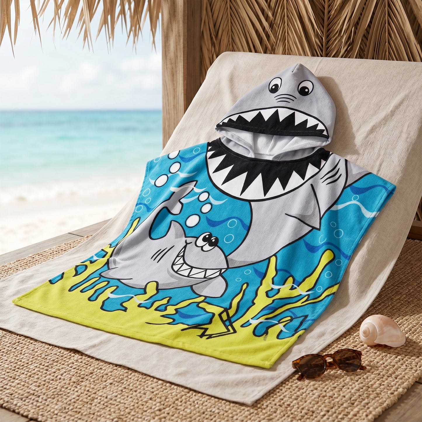 Little Manta Wave Kids Beach Poncho