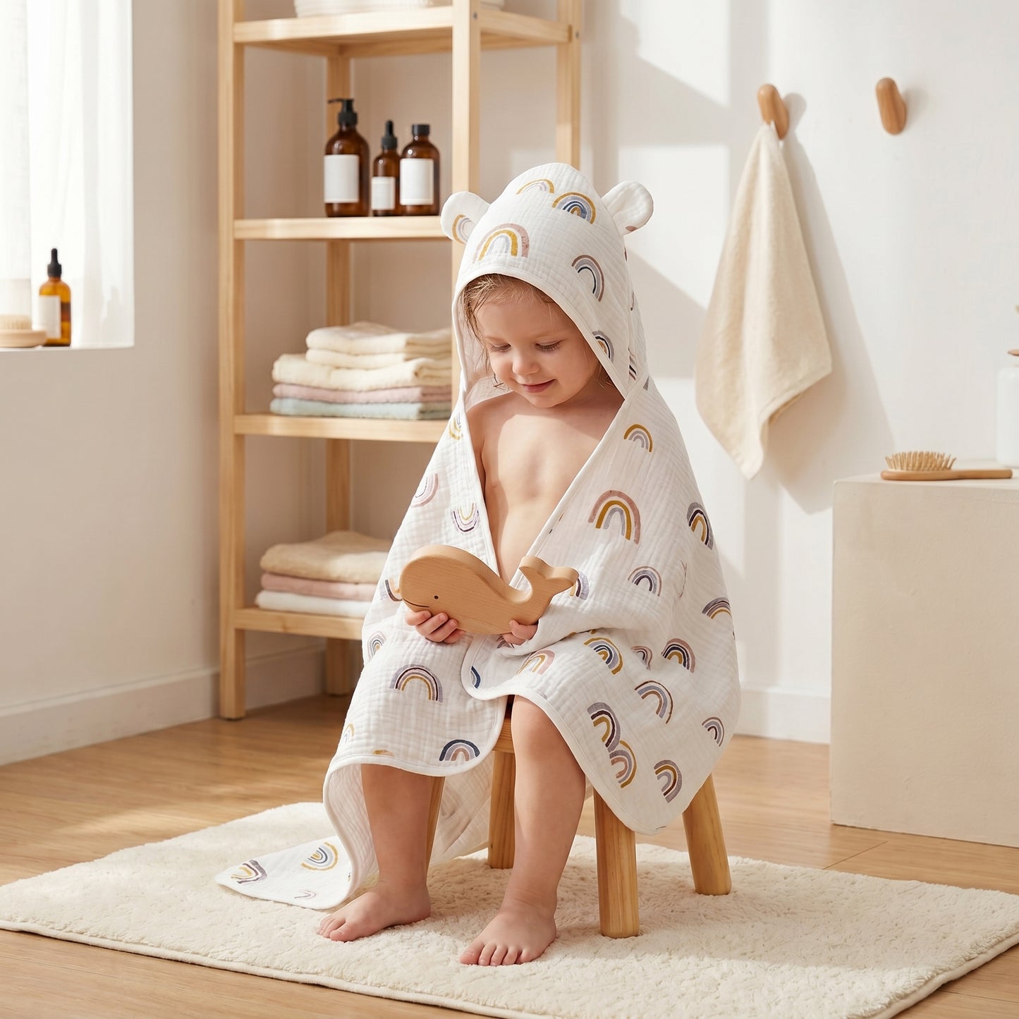 Little Manta Petal Baby Hooded Towel