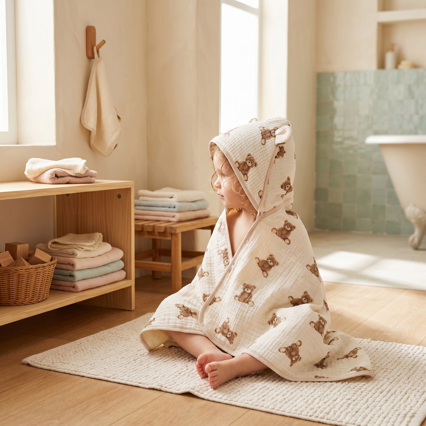 Little Manta Petal Baby Hooded Towel