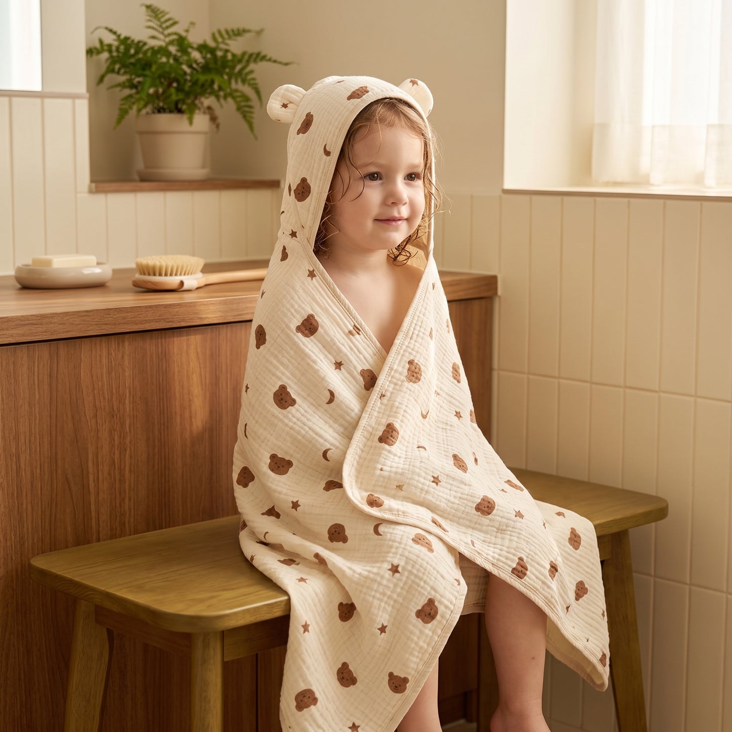 Little Manta Petal Baby Hooded Towel