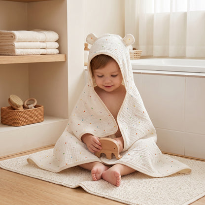 Little Manta Petal Baby Hooded Towel