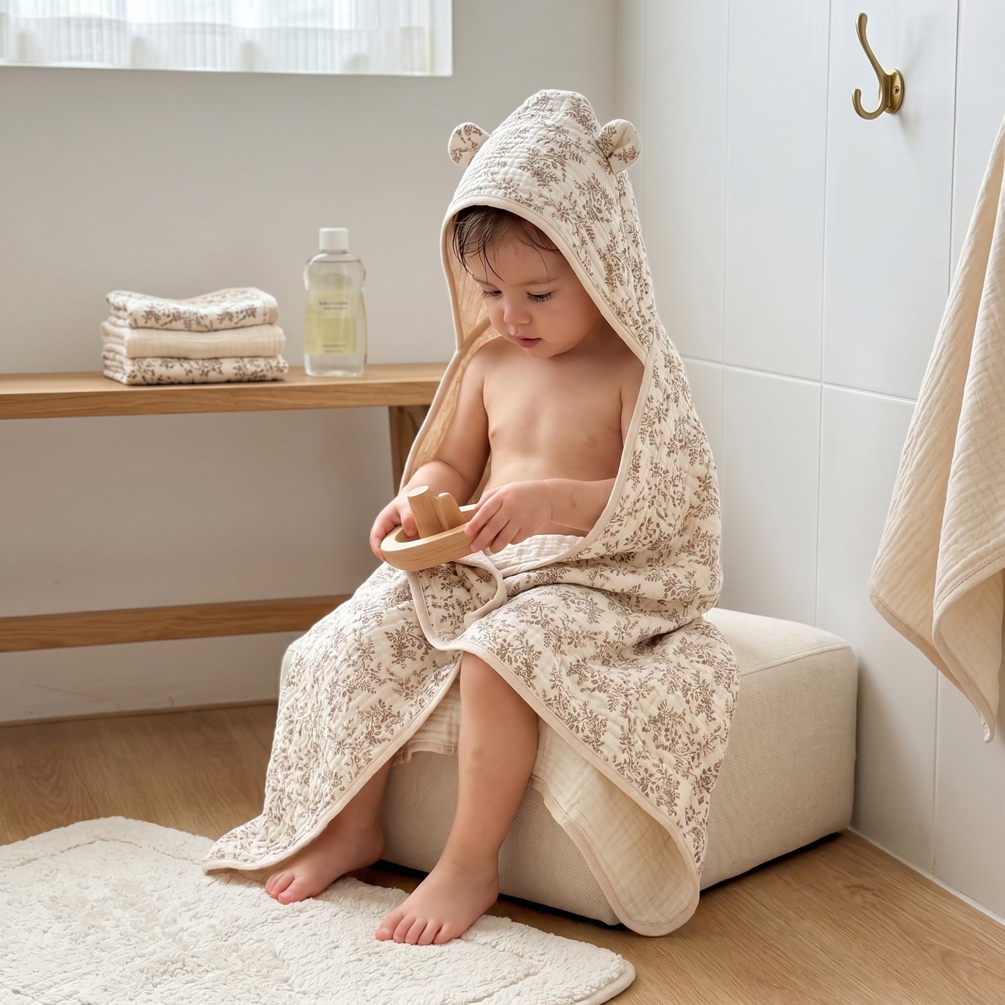 Little Manta Petal Baby Hooded Towel