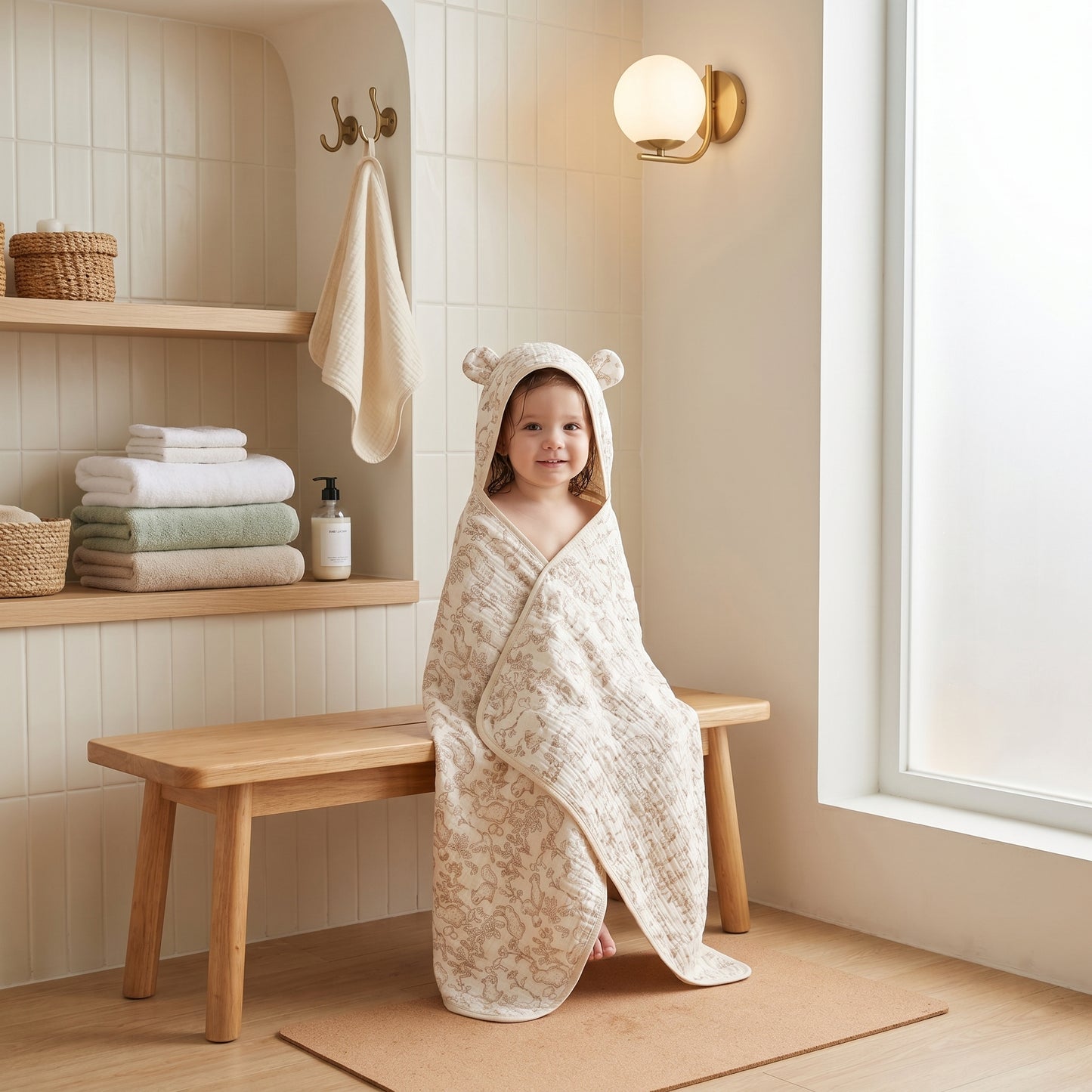 Little Manta Petal Baby Hooded Towel