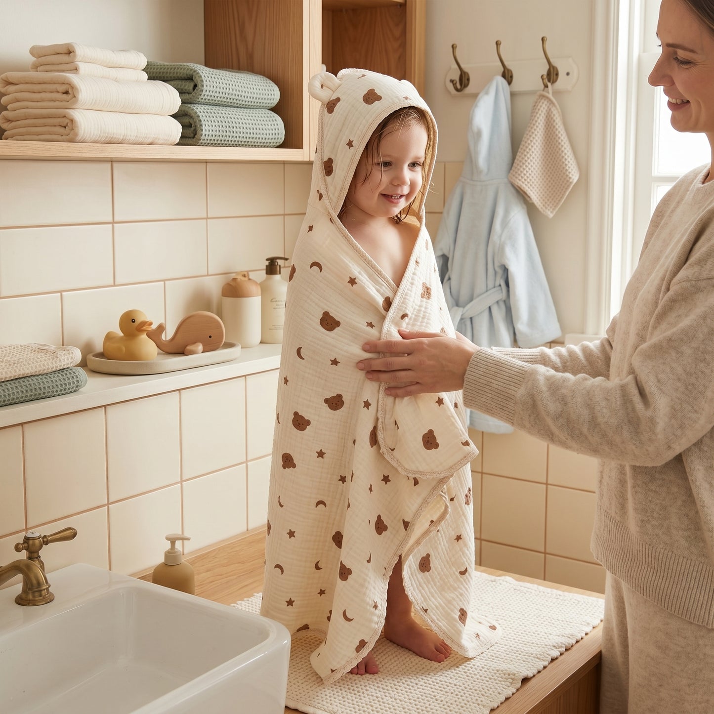 Little Manta Petal Baby Hooded Towel