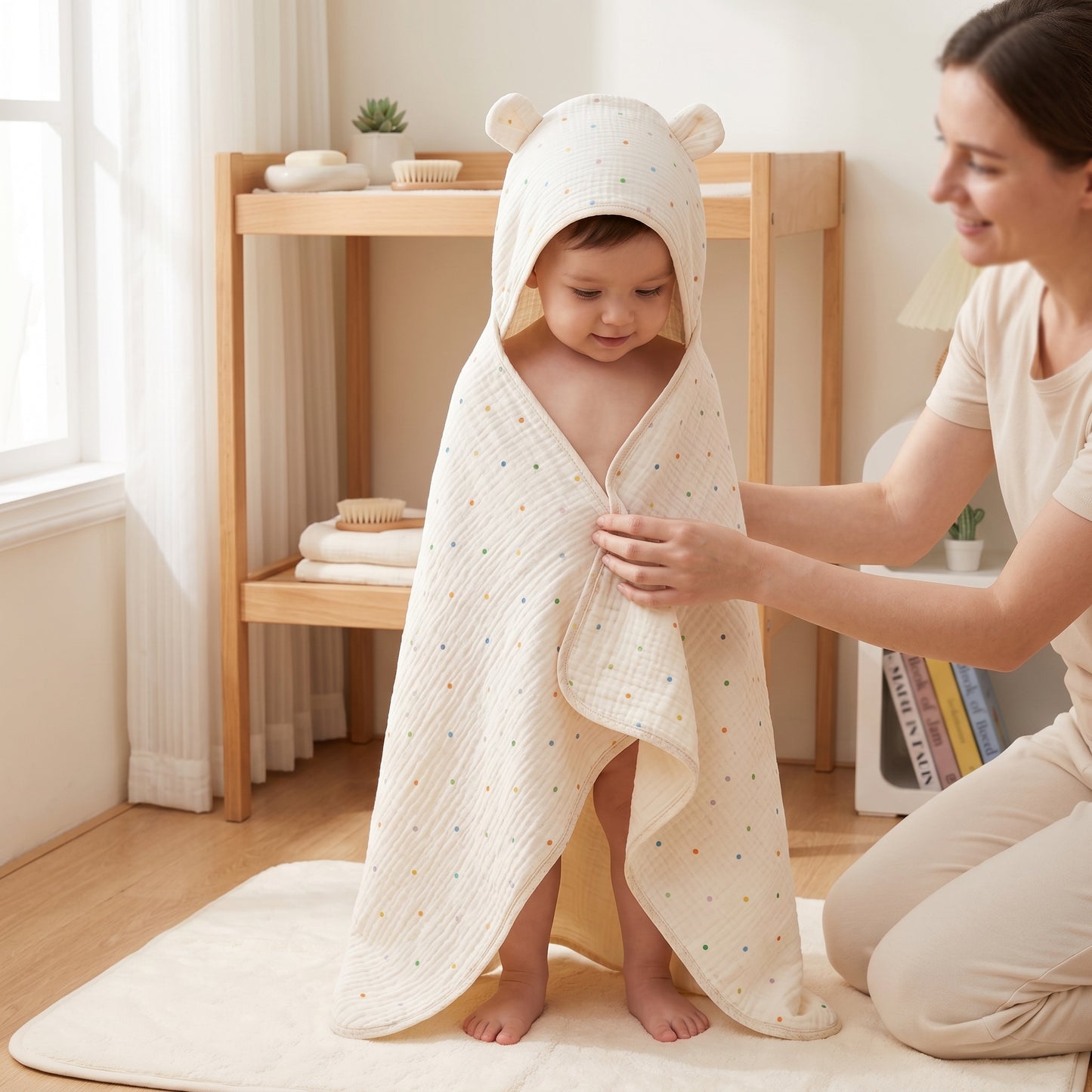 Little Manta Petal Baby Hooded Towel