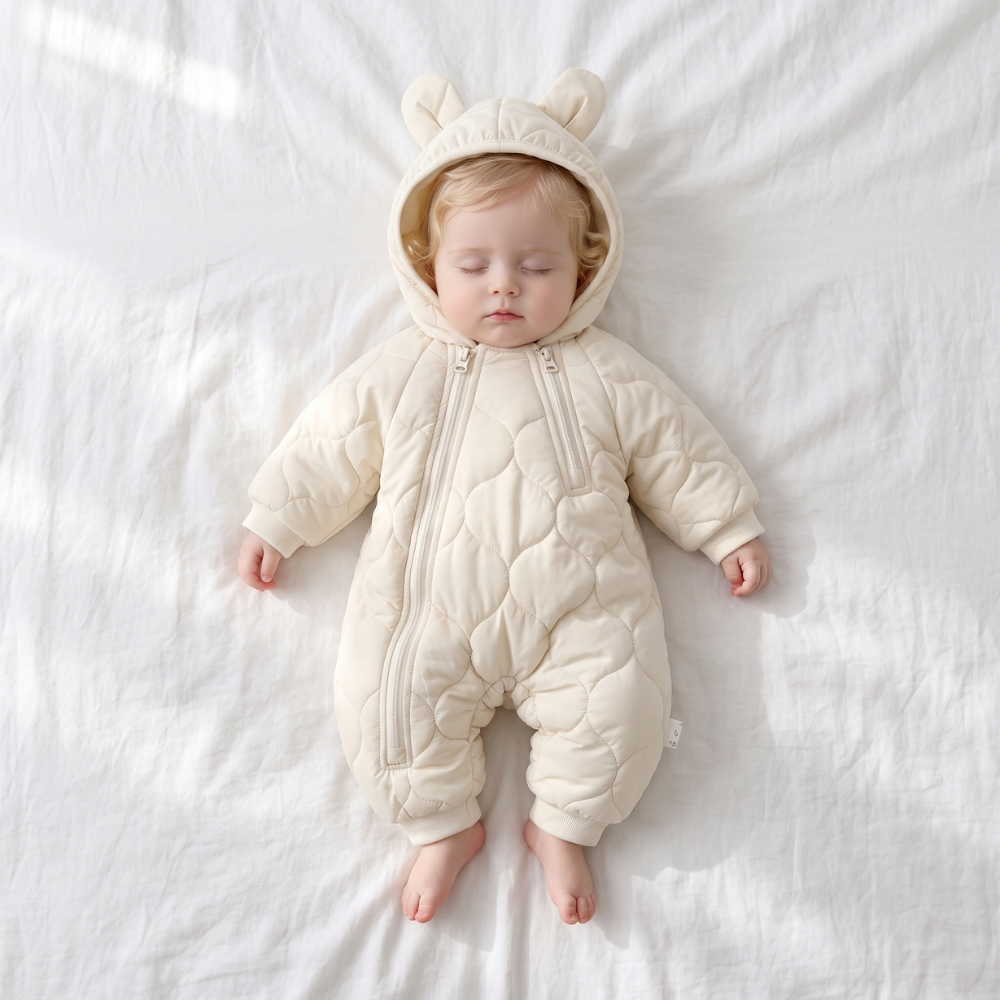 Little Manta Quilted Hooded Baby Romper