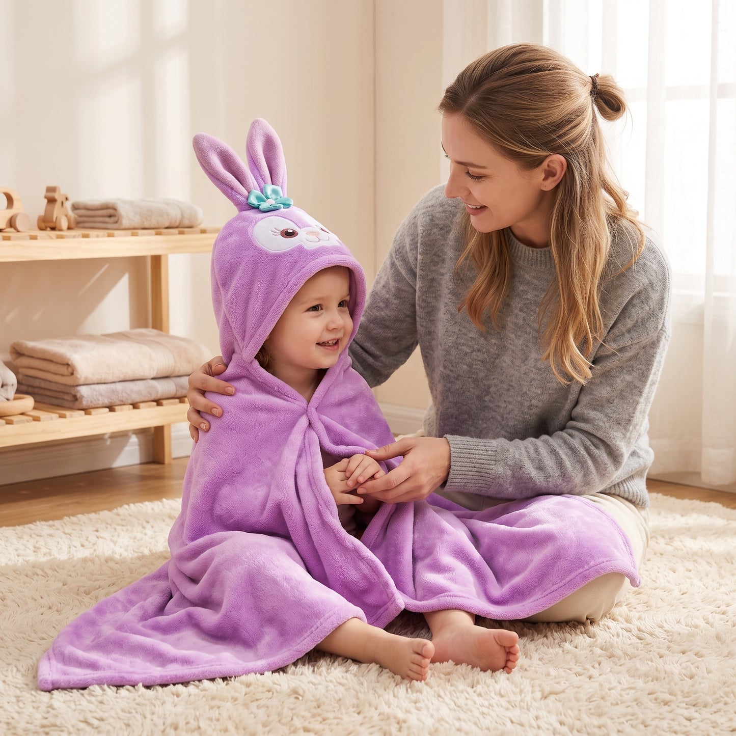 Little Manta Plush Baby Hooded Towel