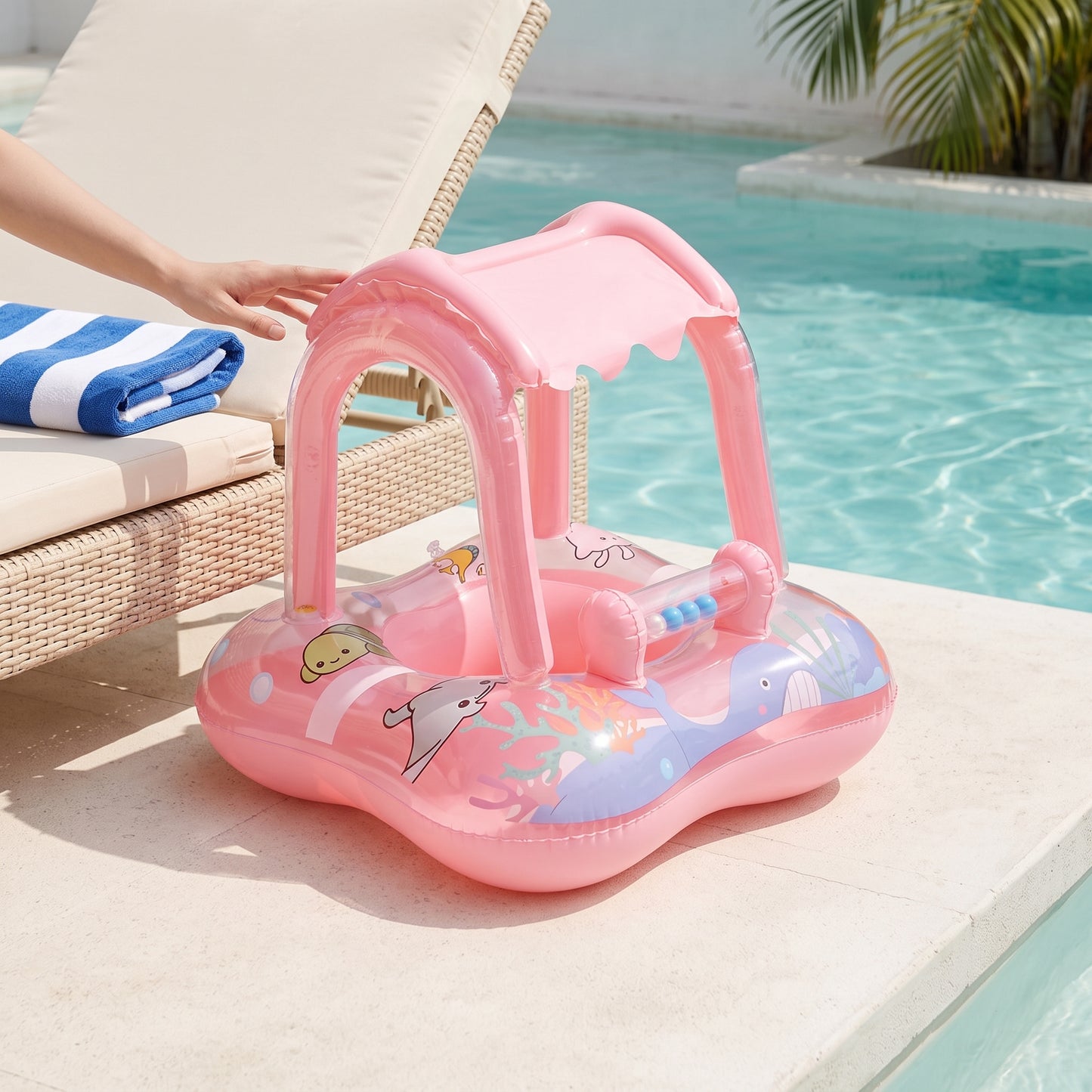 Little Manta Canopy Baby Pool Float