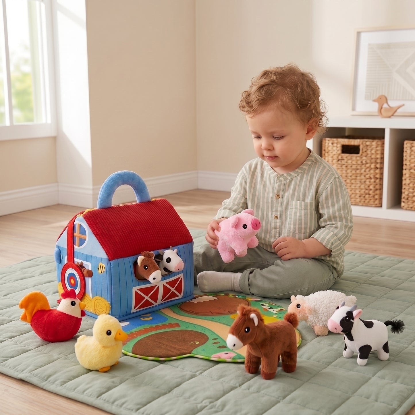 Little Manta Farmyard Plush Animal Set