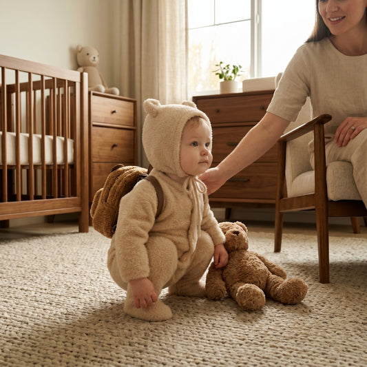 Little Manta Bear Fluffy Jumpsuit & Hat