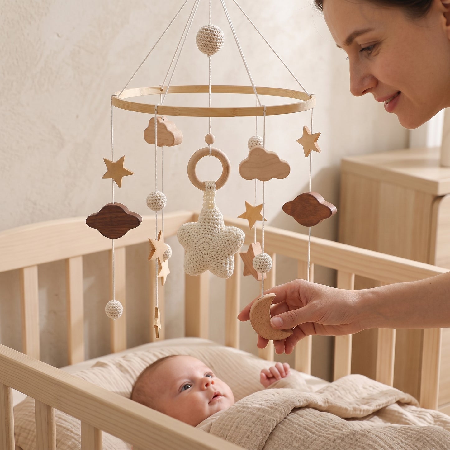 Little Manta Starry Wooden Crib Mobile