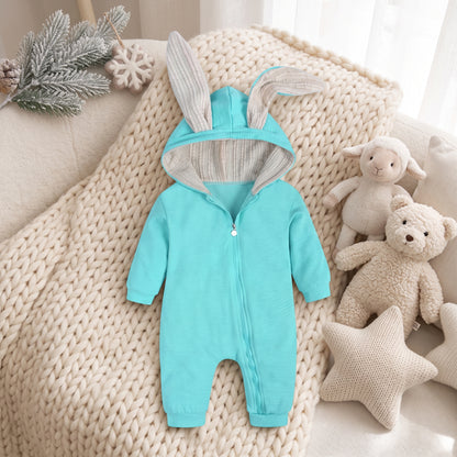 Little Manta Bunny Hooded Baby Romper
