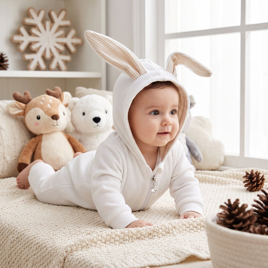 Little Manta Bunny Hooded Baby Romper
