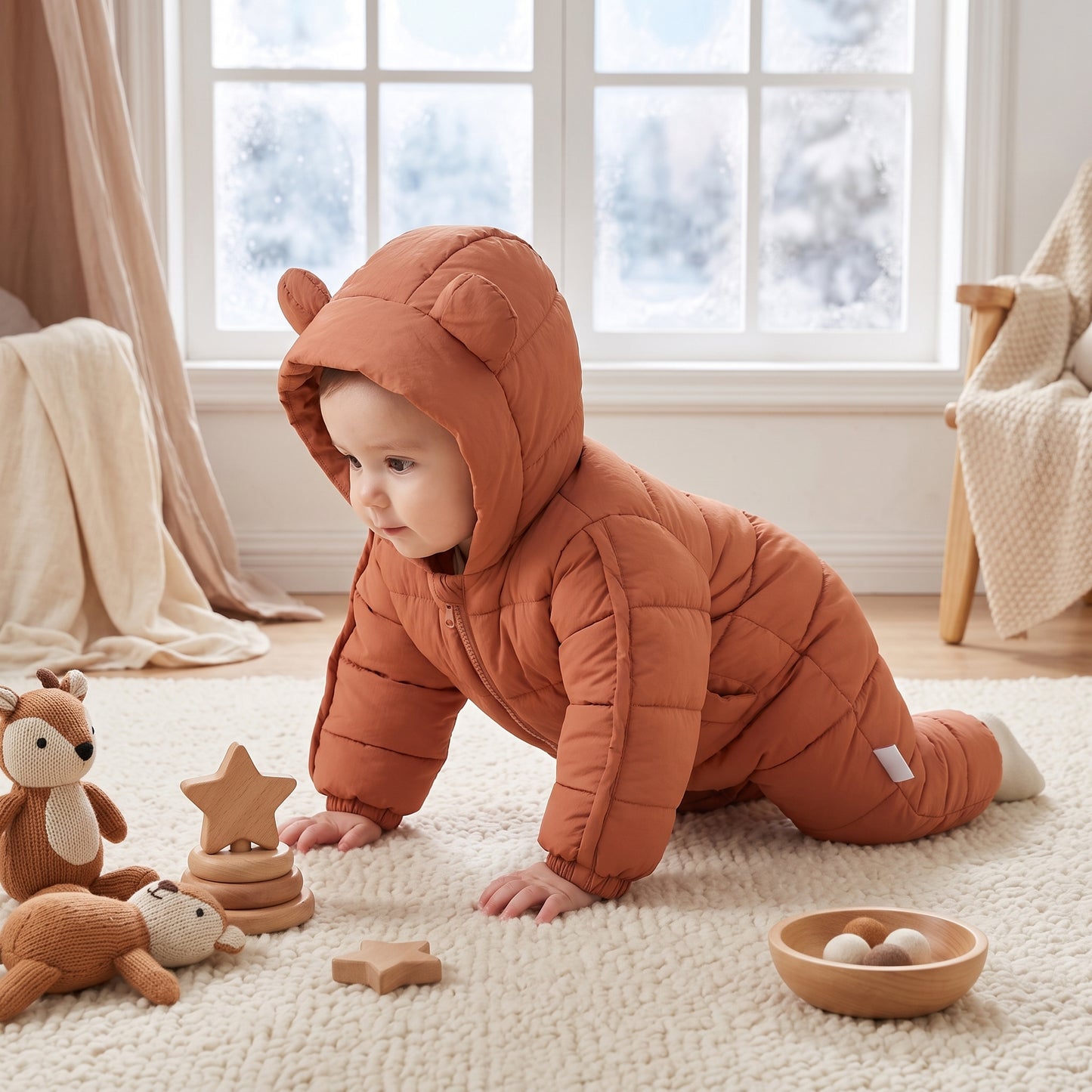 Little Manta Hooded Baby Winter Romper