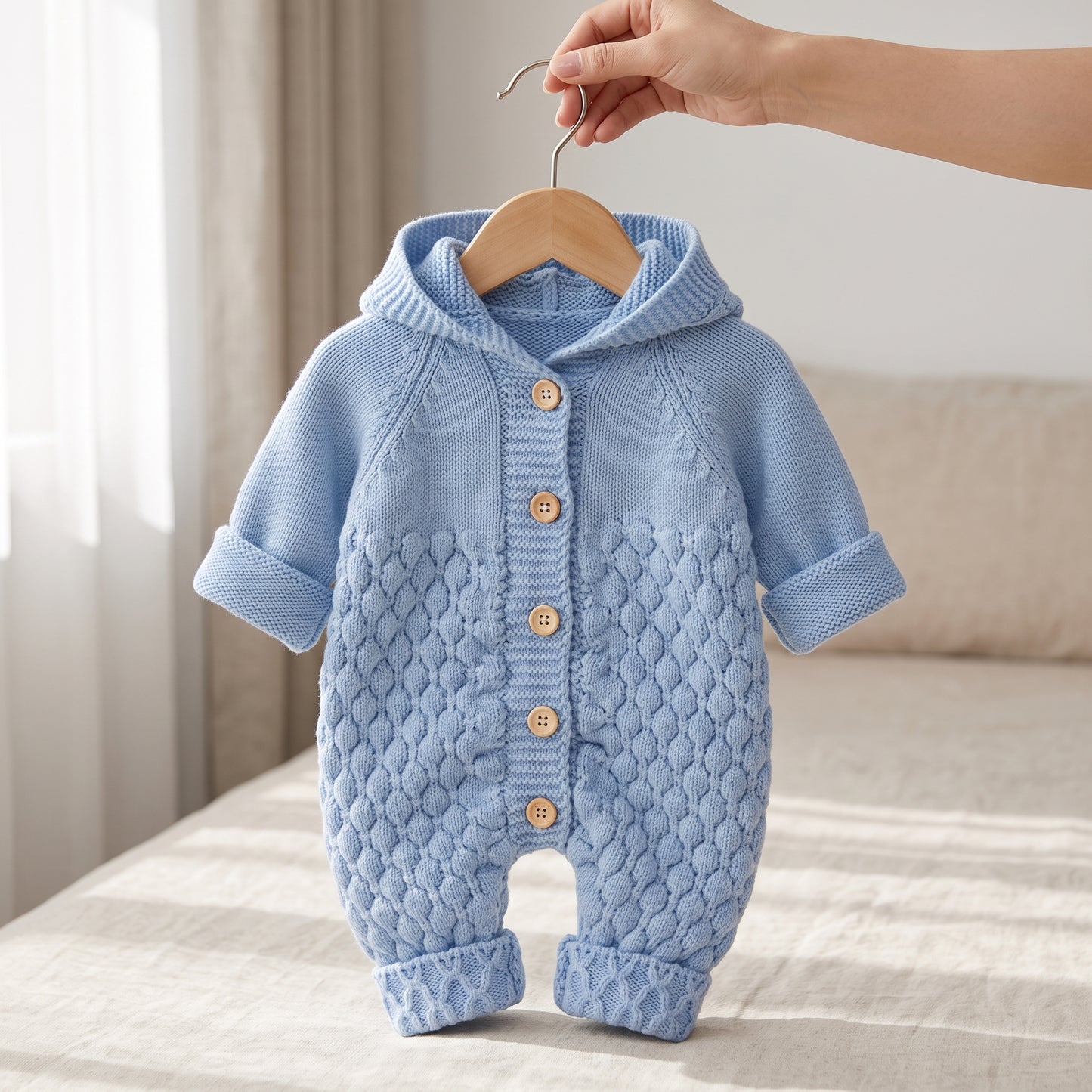 Little Manta Bear Knit Baby Onesie