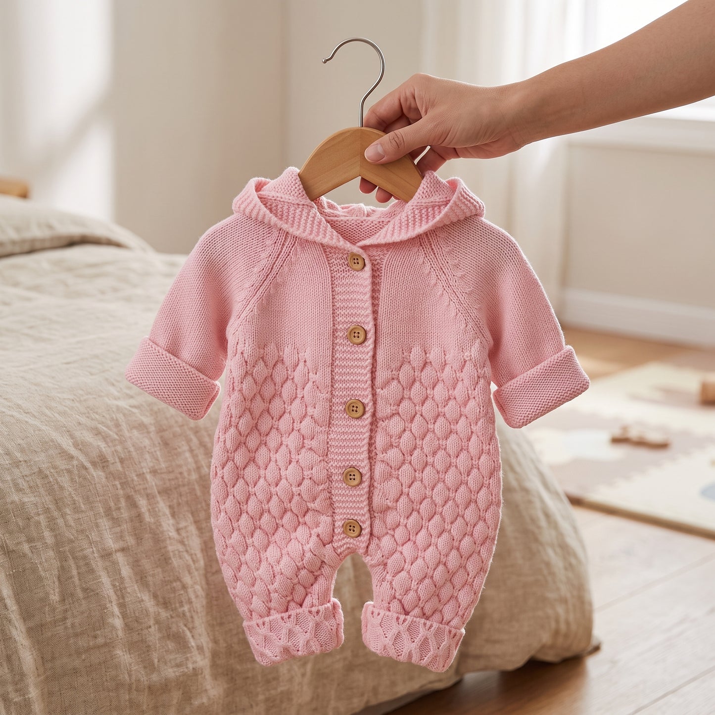 Little Manta Bear Knit Baby Onesie