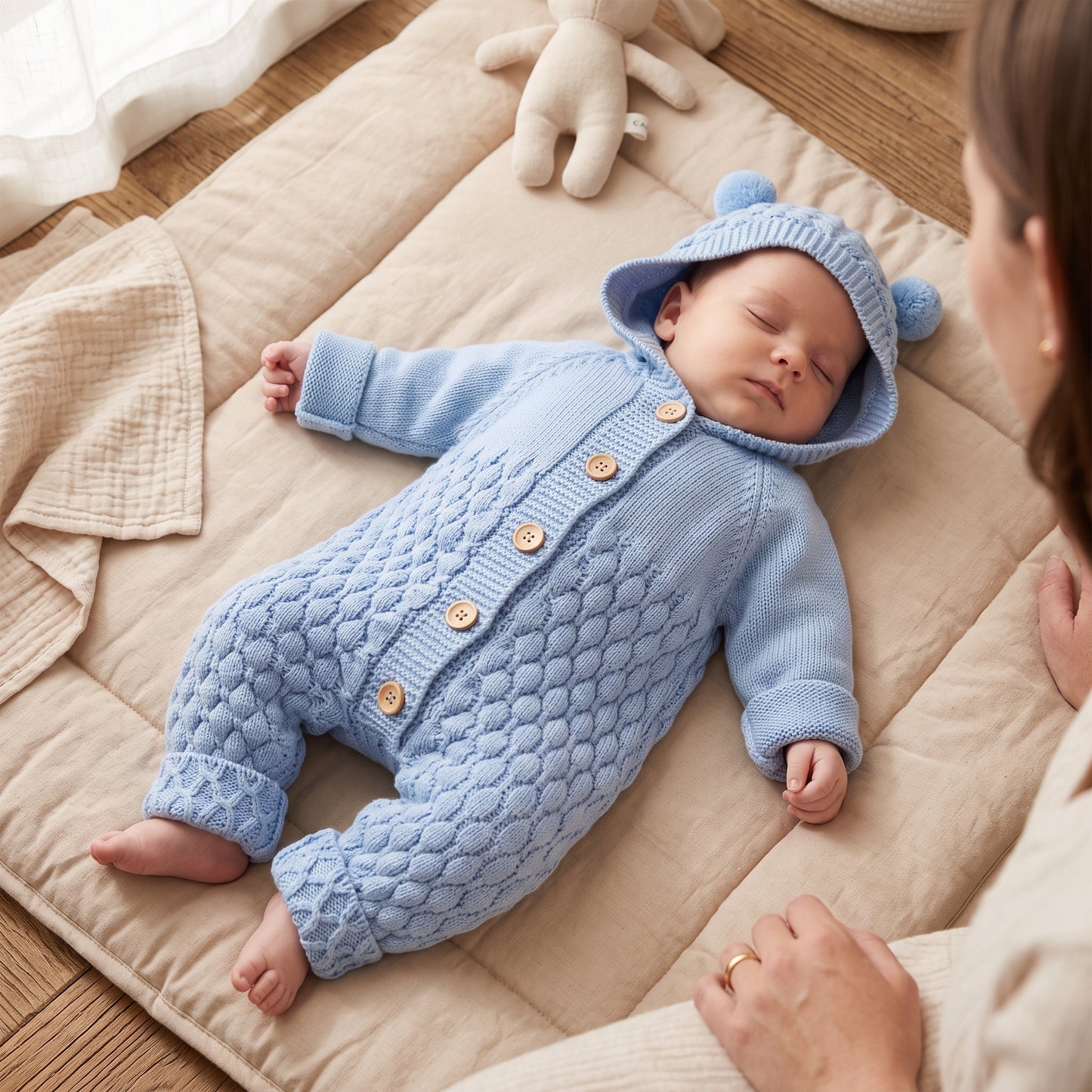 Little Manta Bear Knit Baby Onesie
