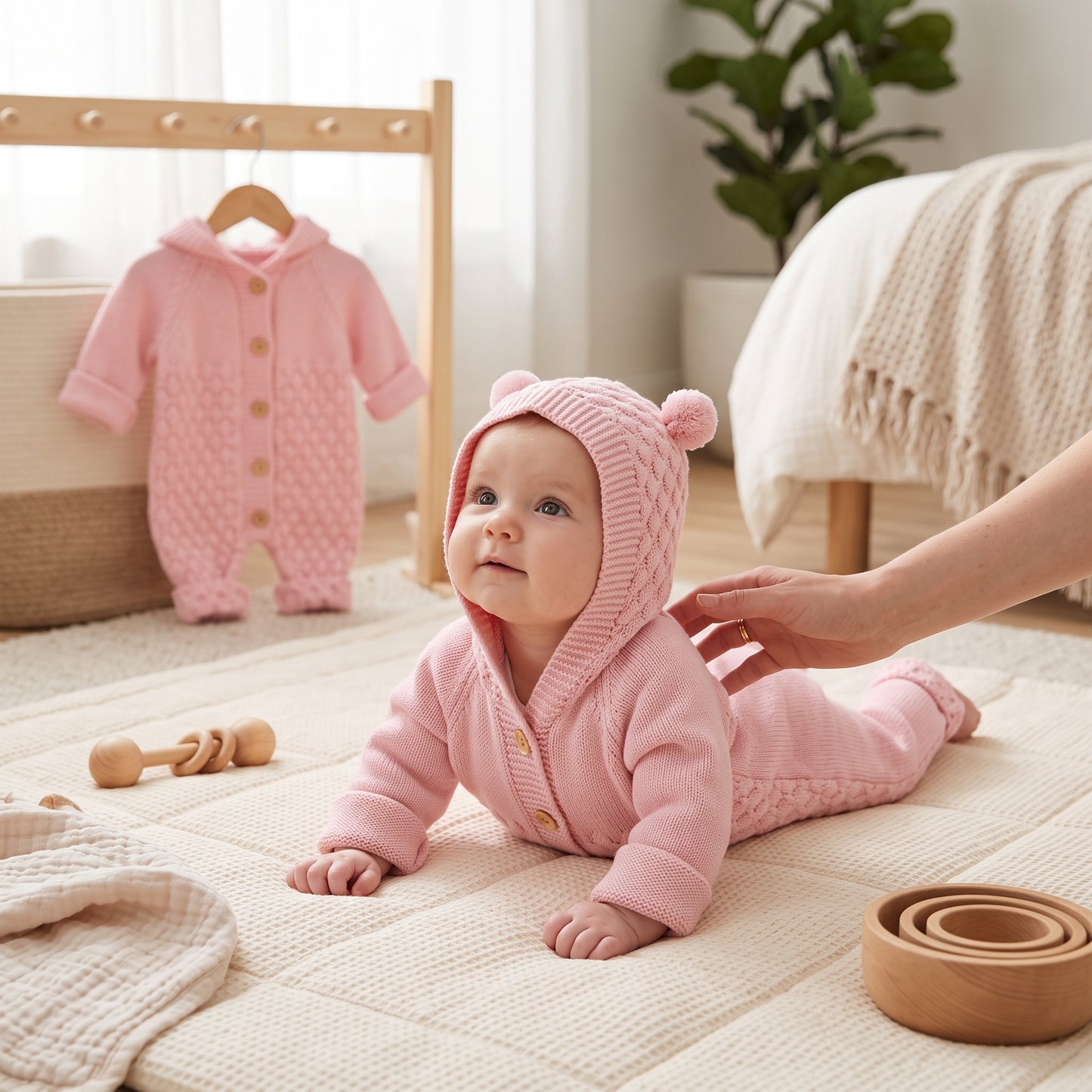 Little Manta Bear Knit Baby Onesie